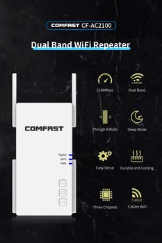 2100Mbps Galingas Gigabit Dual Band 2.4&5.8 GHz Bevielio WiFi Signalo Kartotuvų Stiprintuvas 4*3dBi Antena Ilgo Nuotolio Wi-fi Stiprintuvas