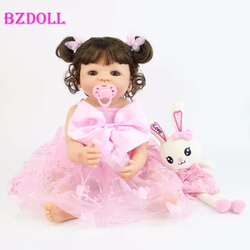 55cm Full Silikono Reborn Baby Doll Žaislas Mergina Vinilo Naujagimių Princesė Kūdikiams Bebe Maudytis Lydintis Žaislas Gimtadienio Dovana