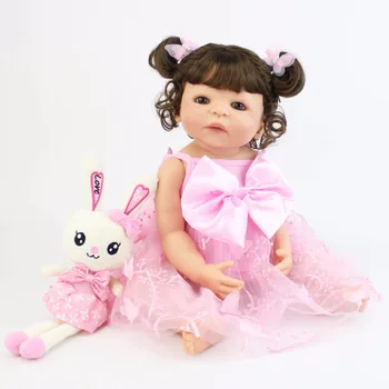 55cm Full Silikono Reborn Baby Doll Žaislas Mergina Vinilo Naujagimių Princesė Kūdikiams Bebe Maudytis Lydintis Žaislas Gimtadienio Dovana