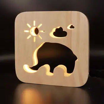 Mielas Medžio Drožyba Voverė LED Nakties Šviesos Stalą Stalo Lempa Kambarį Dekoro led lempos
