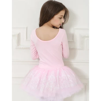 Mergaičių baleto suknelė šokių leotard rausvos spalvos, ilgomis rankovėmis leotard akių iškirpte folija spausdinimas rožinė baleto mdc balerinos suknelė vaikai