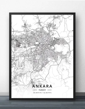 Adana Ankara Antalija Edirne Stambulo Izmiras Mersin Turkija, Mugla Žemėlapis Plakatas