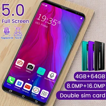 3G Išmanųjį telefoną 5.0 Colių Full Hd ekranas Ekranas Android Smartfon pirštų Atspaudų Atrakinti Mašina 4+64G 
