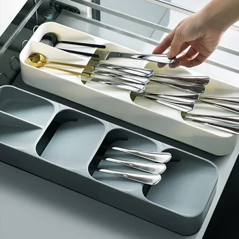 Plastikinių peilių laikiklis peilių laikiklį stalčiaus peilį ir šakutę, šaukštą stalčiuko peilio laikiklį kabineto dėklas virtuvė