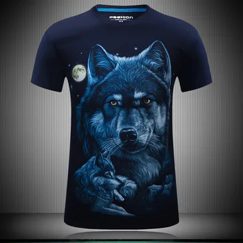 RUELK 2019 Naujas Vyrų Mados T-shirt 3D Gyvūnų Spausdinti Vilkas Marškinėliai trumpomis Rankovėmis Mados Atsitiktinis Marškinėliai, Drabužiai, vyriški S-6XL
