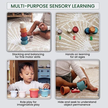 Montessori Krūvas Žaislų, Kūdikių Berniukų 0 12 Mėnesių Krovimas Puodeliai Žaislas, Skirtas Naujagimių 13 24 Mėnesiai Švietimo Stack Cup Maudymosi Žaislai