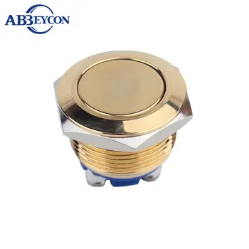 1964 19mm 1NO metalo mygtukas jungiklis su plokščia galva aukso anoduoto IP67 Abbeycon aukso jungiklis