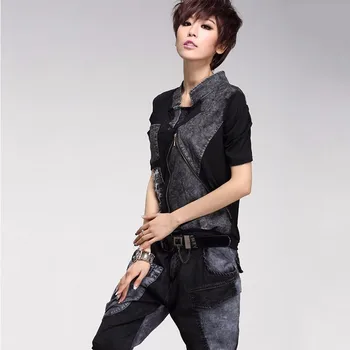 Max LuLu Naujas 2019 Mados Korėjos Stiliaus Ponios Vasaros Viršūnės Ir Kelnės, Moteriški Džinsai Dviejų Dalių Rinkinys Moterų Nėriniai Drabužius Sexy Apranga