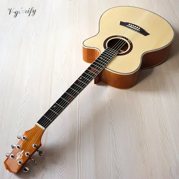 Aukštos klasės eglės 40 colių elektros akustinė gitara cutaway dizainas 6 eilutę ashwood liaudies gitara su kino privalomi