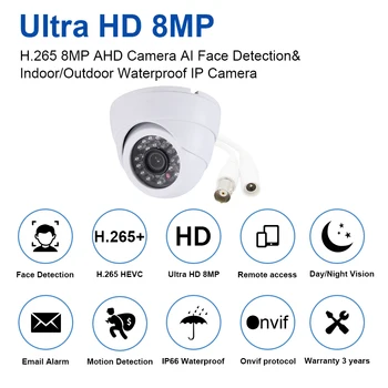 NINIVISION 8MP HAINAUT Kameros CCTV Saugumo Naktinio Matymo Baltos spalvos Kupolas Priežiūros HD Kamera IR CUT Filter Dirbti su 4K/4K-N HAINAUT DVR