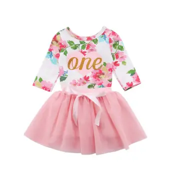 Naujagimiams, Vaikams, Kūdikių Mergaičių Gėlėti Vienas Viršūnių Romper Tiulio Tutu Suknelė Komplektus Nustatytas 0-24M