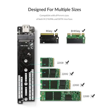 ORICO M2 SSD Atveju NVMe NGFF Dual Protokolo USB3.1 GEN2 10Gbps SSD Aptvarą NVME PCIE Klavišą M NGFF SATA B&M Klavišą SSD Diską