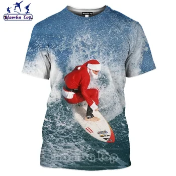 Mamba Top 2020 Naujųjų Metų Dovana Kalėdų Marškinėliai Tee Moterims 3D Poliesteris Spausdinti Santa Claus Naršyti Vyrų Marškinėlius Atsitiktinis Paplūdimio Palaidinukė