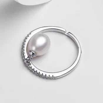 YIKALAISI 925 Sterlingas Sidabro jewelry natūralių gėlavandenių perlų papuošalai Žiedas vandens lašas Perlas Vestuvių Žiedai Moterims