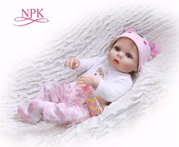 NPK 56cm viso kūno silikono vonios žaislas bebeReborn Baby Doll Žaislas Mergaitė Berniukų Naujagimių Lėlės Vaikams Gimtadienio Dovanos Baby Suknelė