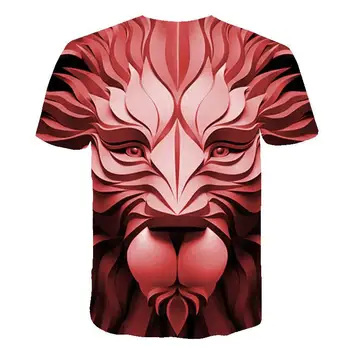 Nuevo Len rojo 3D estampado Gyvūnų Kietas divertida camiseta hombres de manga corta verano Viršūnes camiseta moda masculina camiseta