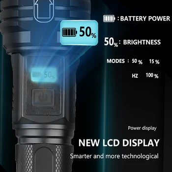 2020 NAUJAS XHP90.2 Labiausiai Galingas LED Žibintuvėlis 48W USB Įkraunamas LED Žibintuvėlis XHP90 Taktinis Žibintuvėlis 26650 18650 Vertus Lempos