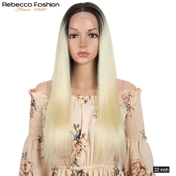 Rebecca 613 Blond Brazilijos Tiesiai Žmogaus Plaukų Perukai Remy Trumpas Ilgas 1B 613 Ombre Nėriniai Priekiniai Perukai už juodaodžių Moterų 12-22 colių