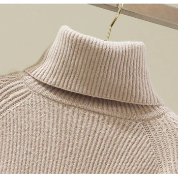 Rudens-Žiemos Drabužių Megztinis Moterų Golfo ilgomis Rankovėmis Kietas Megztiniai Megztinis korėjos megzti megztinis traukti femme