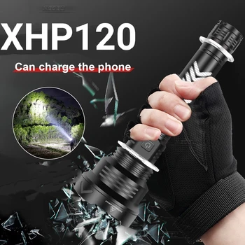 600000 LM galingiausių XHP120 led Žibintuvėlis įkraunamas USB Įkraunamas LED Žibintuvėlis XHP90 Taktinis Žibintuvėlis lauko Žibintų