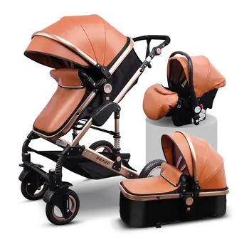 Auksinių kūdikių prekės didelių kraštovaizdžio vežimėlis sėdi lankstymo 0-3 metų amžiaus nešiojamųjų lopšių BB vežimėlis 3 in 1 kūdikio vežimėlis