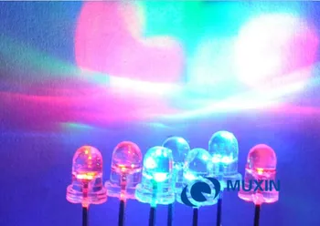 1000pcs LED Diod 5mm RGB Blink Lėtai Flash Išsklaidytos Šviesos Diodų Vaivorykštė 2Pins Lempa Raudona Žalia Mėlyna RGB Mirksi LED 5mm