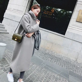 2020 mados paprasta elegantiška rudens ir žiemos paltai moterims Office lady ilgomis rankovėmis vėjo naujas vilnos chalatą