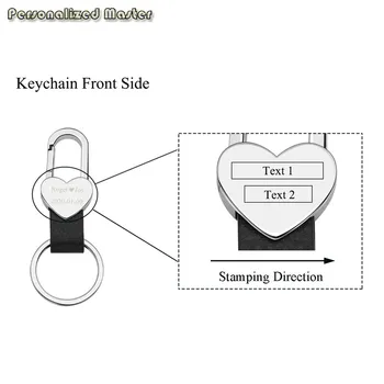 Asmeninį Meistras Individualų Key Chain Teksto Žodžiai, Raidės Lydinio Širdies PU Odos Keychain su Širdies Kablys Snap paketų prižiūrėtojų raktinę Vyrams