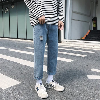 SingleRoad Vyrai Džinsai Vyrų 2020 Negabaritinių Pločio Kojų Korėjos Stiliaus Džinsinis Tiesios Kelnės Harajuku Streetwear Mėlyna Kankina Jean Vyrams