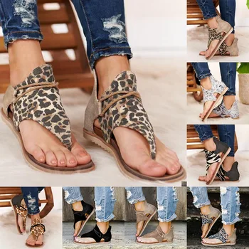 2020 Moterų Sandalai Leopardas Spausdinti Vasaros Bateliai Moterims Didelio Dydžio Andals Butas Moterims Moteriški Sandalai Vasarą Batai, Sandalai