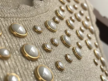 Micosoni Aukštos Kokybės Lieknėjimo prancūzijos Non-Mainstream Duobute Rankovių Ankstyvą Rudenį Naujų Deivė Stiliaus Aukso linija megztinis Suknelė