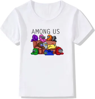 Tarp Mūsų, Marškiniai, Vaikiški Drabužiai Mergaitėms Berniukai Amoung Camisetas Poleras Tee Kawaii Ropa Niño Anime Mielas Viršūnes Kpop Ubrania