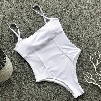 2019 Seksualus Baltas Akių maudymosi kostiumėlį vientisi maudymosi Kostiumėliai Moterims, Aukštos Kojos Supjaustyti Monokini moterų Diržas trikini Maudymosi Kostiumą bather bodysuit