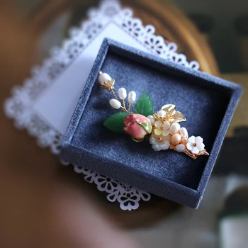 FXLRY rankų darbo natūralių gėlavandenių perlų gėlių plaukų įrašą pusėje įrašo pusėje įrašą kirpčiukai įrašą moteris Kietas Priedai