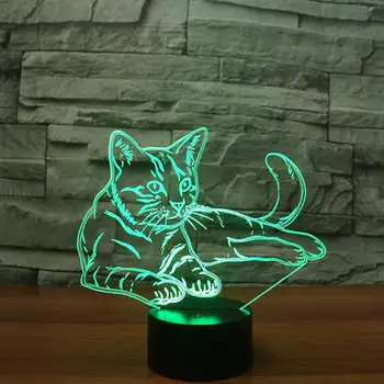 Katė Modeliavimas 3d naktinė lempa Akrilo Remote Touch jungiklis 7 spalvų kaita, Led Lempos Kalėdų Dovana Vaikų Žaislai Naktį Šviesos
