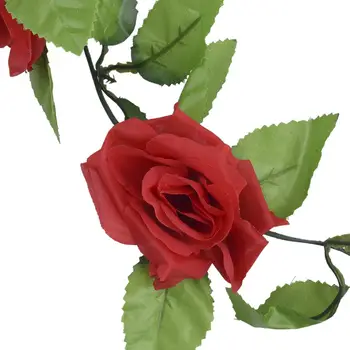 2.4 m Dirbtinių Rožių Vynmedžių Gėlės Rotango String Vynuogių Su žaliais Lapais Namų Vestuvių Sodo Puošmena Kabo Girliandą Sienos