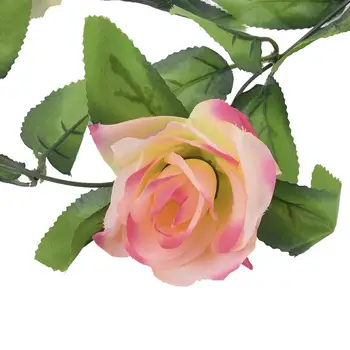 2.4 m Dirbtinių Rožių Vynmedžių Gėlės Rotango String Vynuogių Su žaliais Lapais Namų Vestuvių Sodo Puošmena Kabo Girliandą Sienos