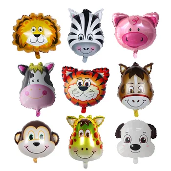 6pcs balionas rinkinio 0~9 Folija skaičius kolbų Animacinių filmų gyvūnų, oro balionus, Mielas tigras, beždžionė, liūtas Džiunglių gimtadienio dekoro vaikai
