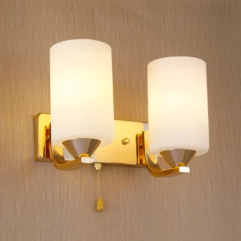 Šiuolaikinės paprasta miegamojo lovos sienos lempos,1/2arm aukso spalvos geležies stiklo lempų gaubtų led siena sconce už Eilėje vonios kambarys šviesos šviestuvas