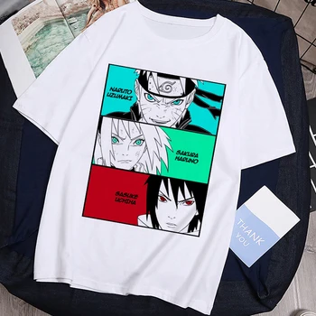 Anime Naruto Moterys T-shirt Sasuke Streetwear Harajuku Cool Marškinėlius Vasaros Viršūnes Unisex Marškinėliai Japonų Animacinių filmų Hip-Hop Tees Vyras