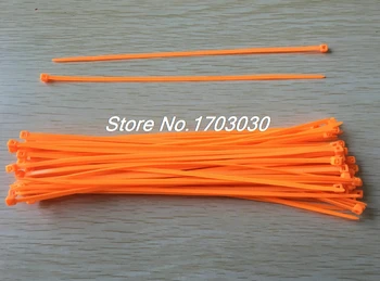 100vnt 2,4 mm x 190mm savistabdės Zip Kabelinių Ryšių Laidas Diržas, Kaklaraištis, Oranžinė