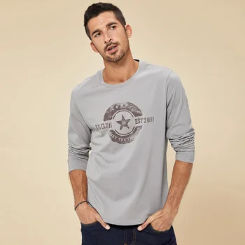 KUEGOU Medvilnės, Pavasarį, Rudenį vyriški marškinėliai ilgomis rankovėmis safyras marškinėlius spausdinimo mados T-shirt vyrai viršuje plius dydis ZT-88095
