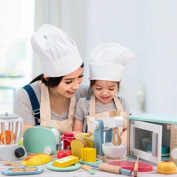 Mediniai vaikas modeliavimas real life virtuvės žaislas nustatyti žaidimo pradžioje švietimo žaislas duona mašina, kavos virimo aparatas maišytuvas kūdikių švietimo žaislas