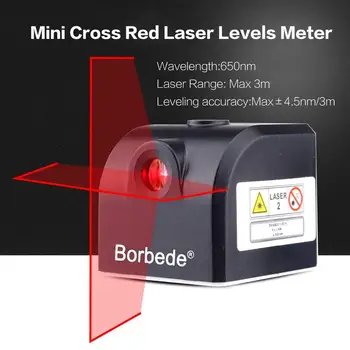 Borbede Mini 2 Kryžminio Lazerio Lygio Matuoklis Raudonos Linijos Vertikalus Horizontalus Niveliavimo prietaisas su Magnetu Adsorbcijos