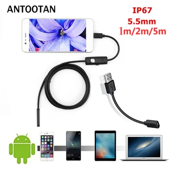 HD Android PC 1m 1,5 m 2m 5m Endoskopą Kamera HD USB Endoskopą Su 6 LED Minkštas Kabelis atsparus Vandeniui Tikrinimo Borescope