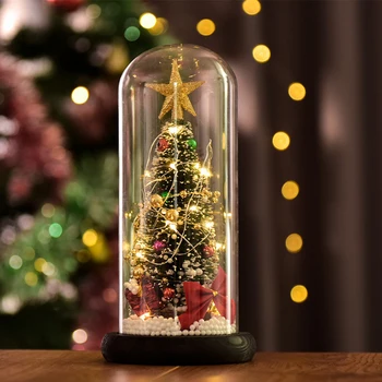 Kalėdų Medis, Stiklas, Dangtis, Lempa LED Stalinis Naktį Lempos Kalėdų Eglutė Lempa Namų Dekoratyvinės Figūrėlės Miniatiūros Naujųjų Metų 2021