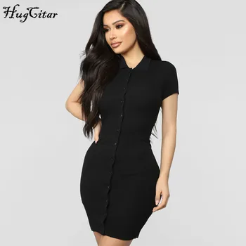 Hugcitar 2020 trumpas rankovės sagos kratinys seksuali mini suknelė vasaros moterų mados streetwear komplektus sundress