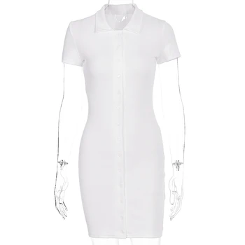 Hugcitar 2020 trumpas rankovės sagos kratinys seksuali mini suknelė vasaros moterų mados streetwear komplektus sundress
