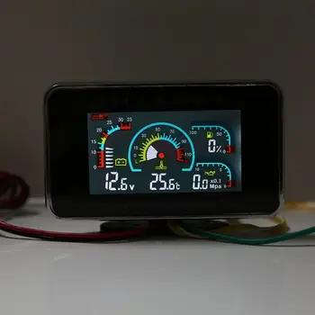 4 in 1 LCD Automobilių Skaitmeninio SIGNALO Indikatorius Voltmeter Alyvos Slėgio Kuro Vandens Temp 12-24V 83XA