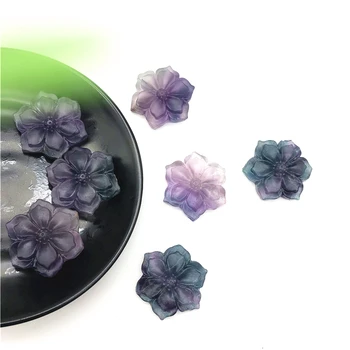 1PC Gamtos Fluorito Bauhinia Formos Kristalų Gėlių Akmenys Ranka Raižyti Crystal Healing Dekoro Natūralių Akmenų ir Mineralų